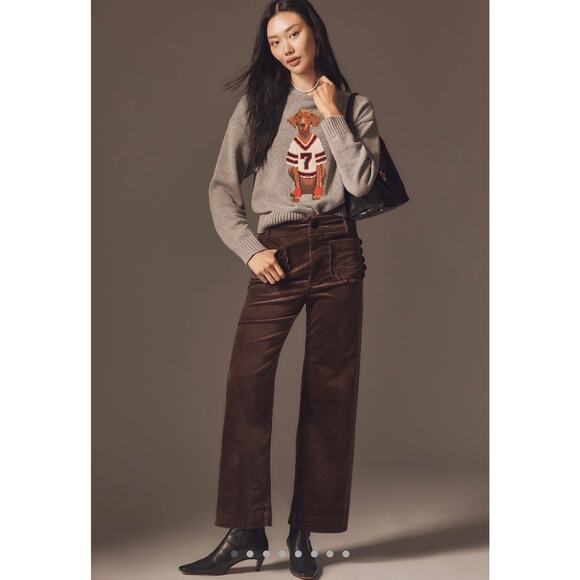 Maeve NEW Colette Scallop Corduroy Crop Wide Brown 28T Pants - Picture 4 of 8